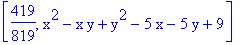 [419/819, x^2-x*y+y^2-5*x-5*y+9]
